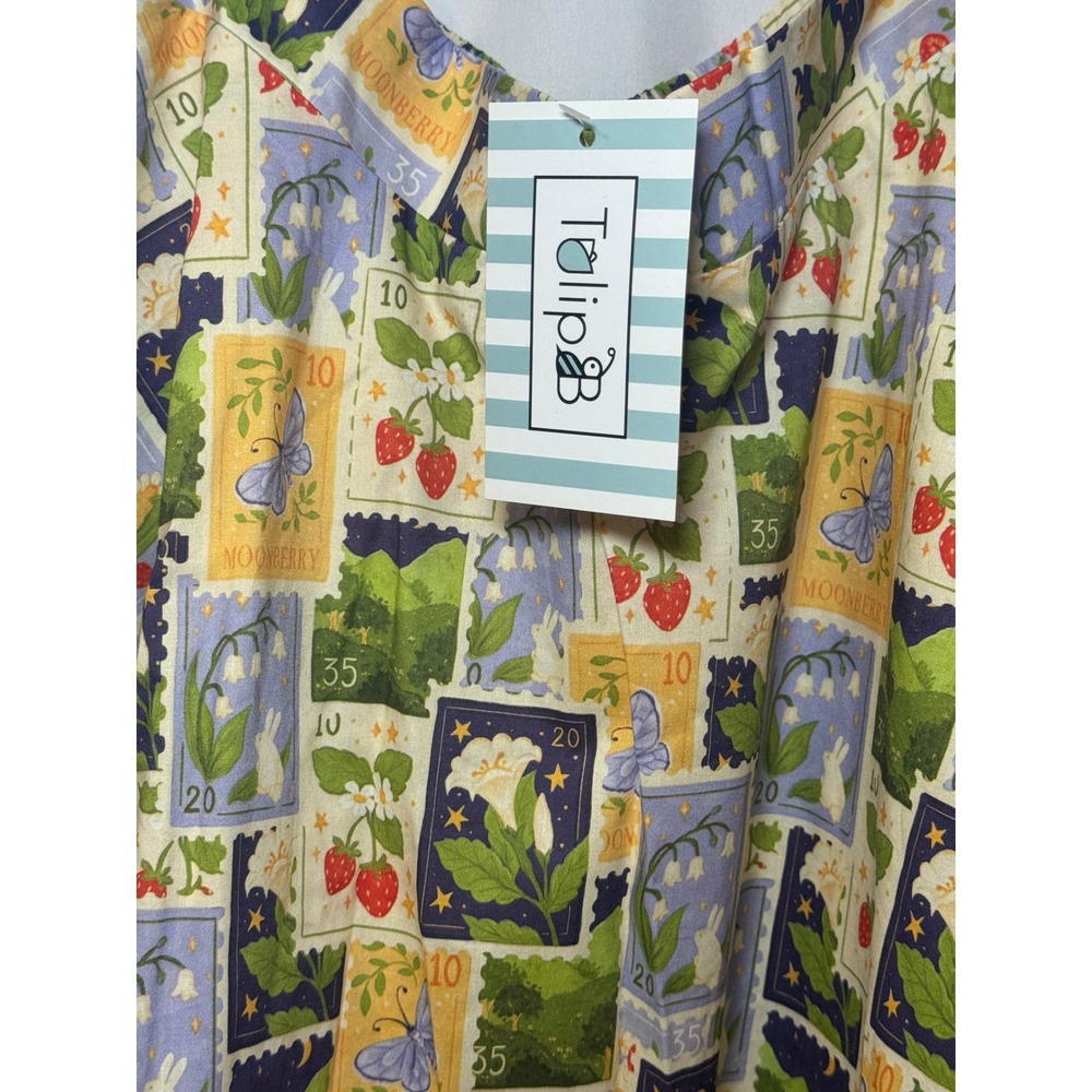 Tulip B Postage Stamp Print Midi Skirt Womens M Cottagecore Vintage Style NWT - Picture 6 of 8